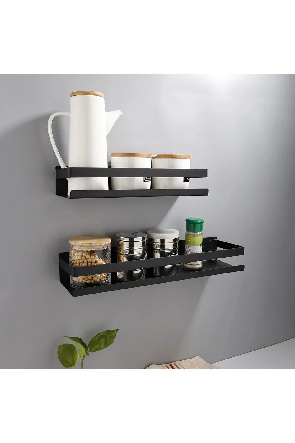Modern Black Metal Floating Wall Shelves