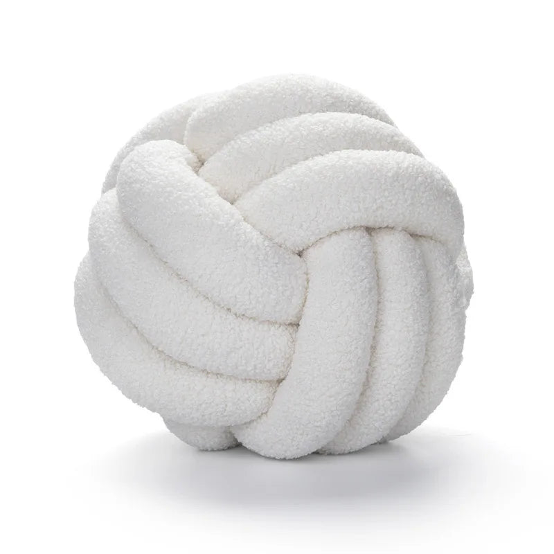 Hand-Knotted Sheepskin Ball Throw Pillow