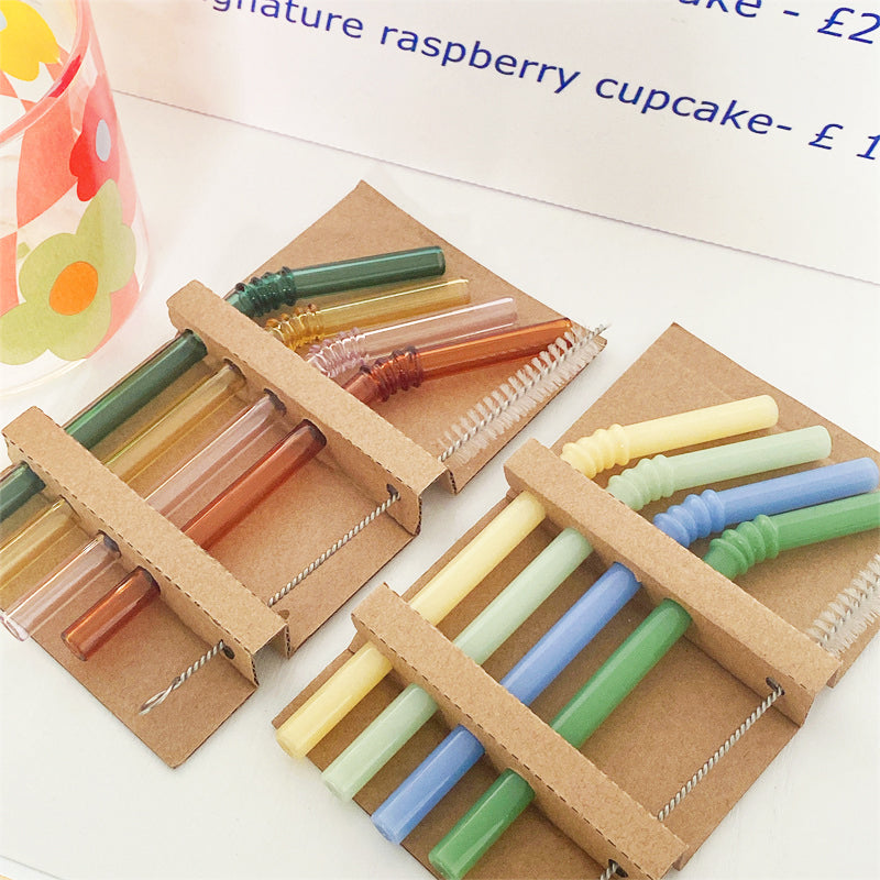 Reusable Borosilicate Glass Straws Set of 4