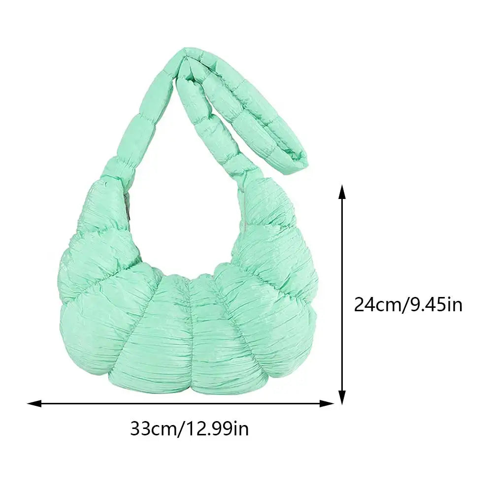 Puff Croissant Shoulder Bag - Lightweight Nylon Tote