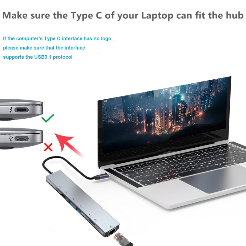 Thunderbolt 3 USB-C Hub with HDMI, PD, SD/TF Card Reader for MacBook Air M1 and iPad Pro