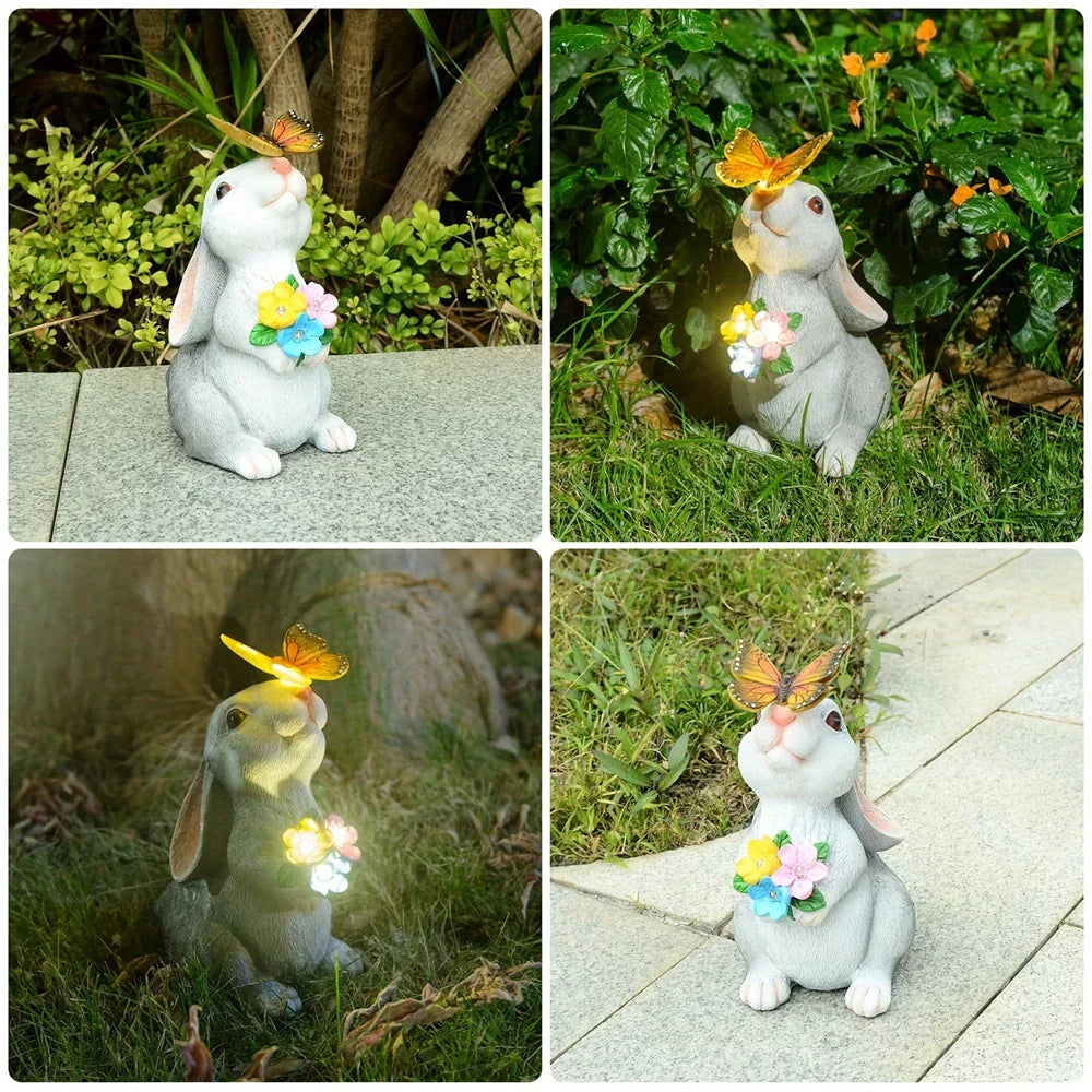 Butterfly and Floral Bunny Garden Light