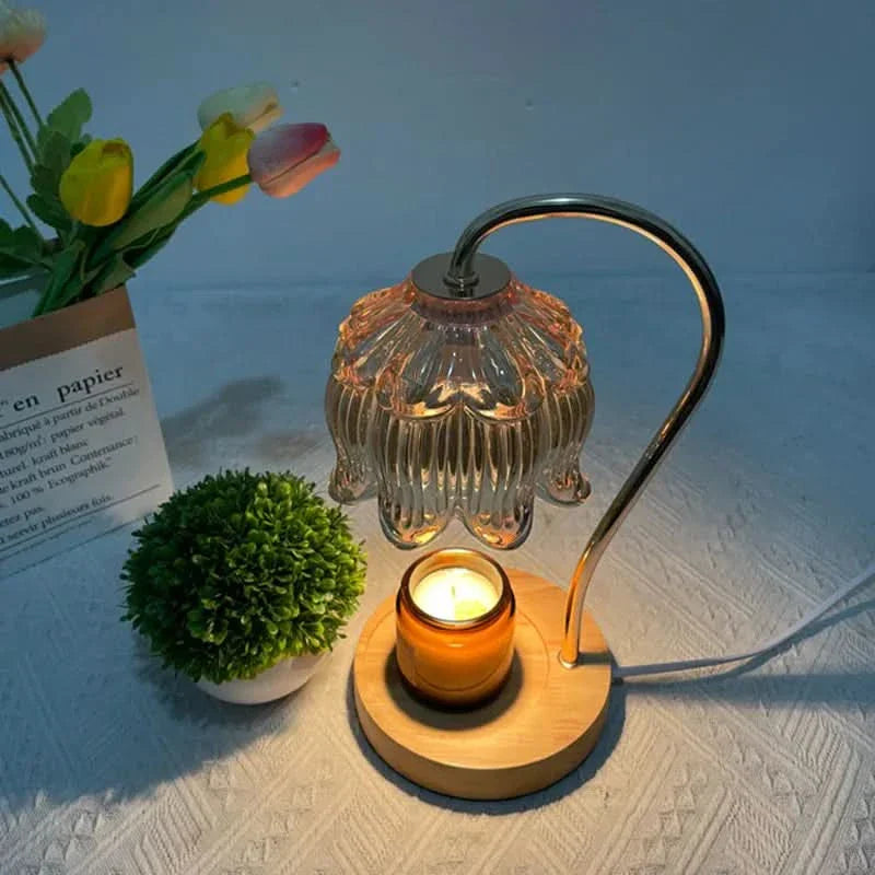 Modern Metal and Glass Table Lamp with Warm LED Light