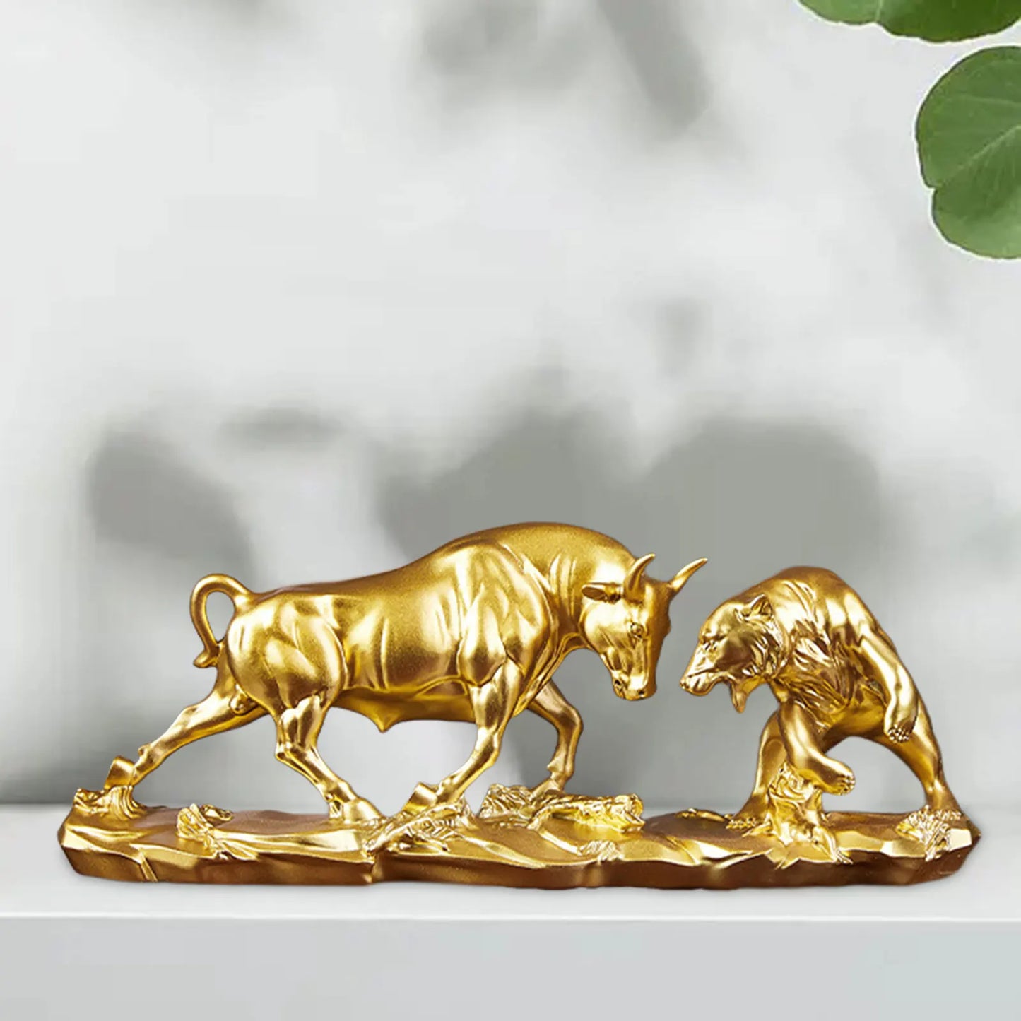 Bull and Bear Resin Sculpture - Modern Desk Decor Animal Figurine
