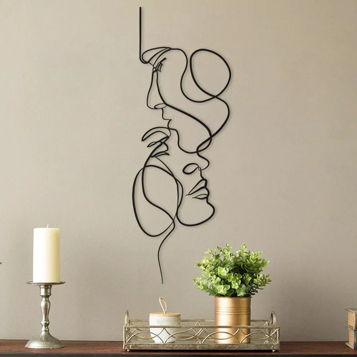 Black Metal Abstract Face Wall Art Sculpture
