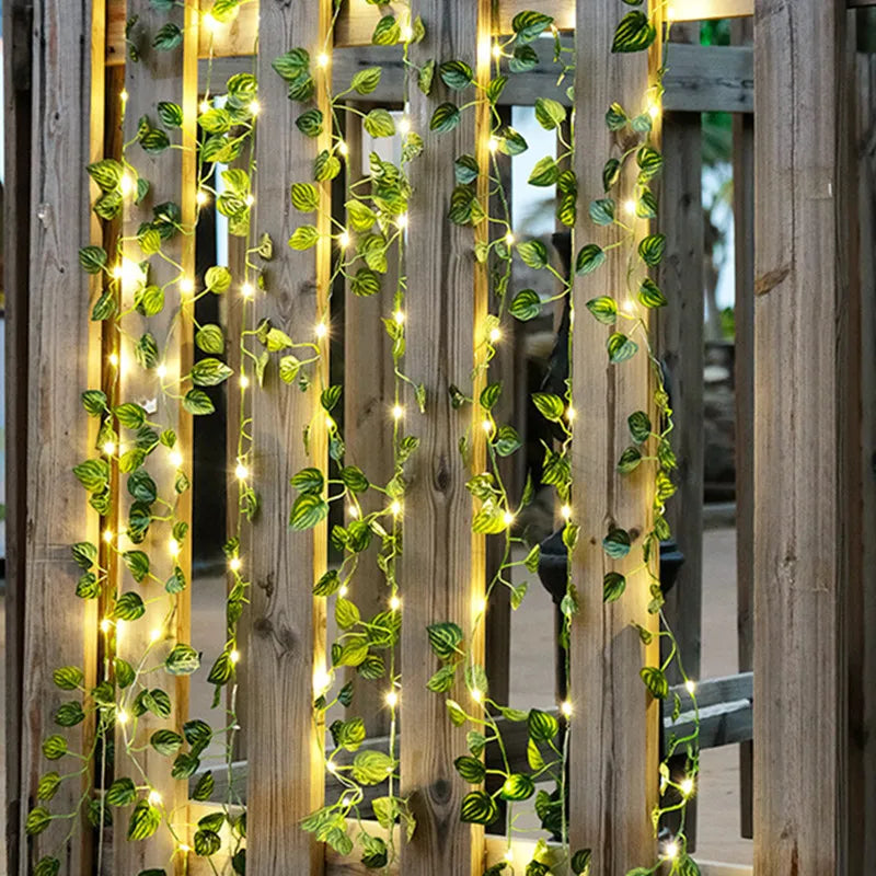 Garden Vine LED String Lights with Leaf Garland Design