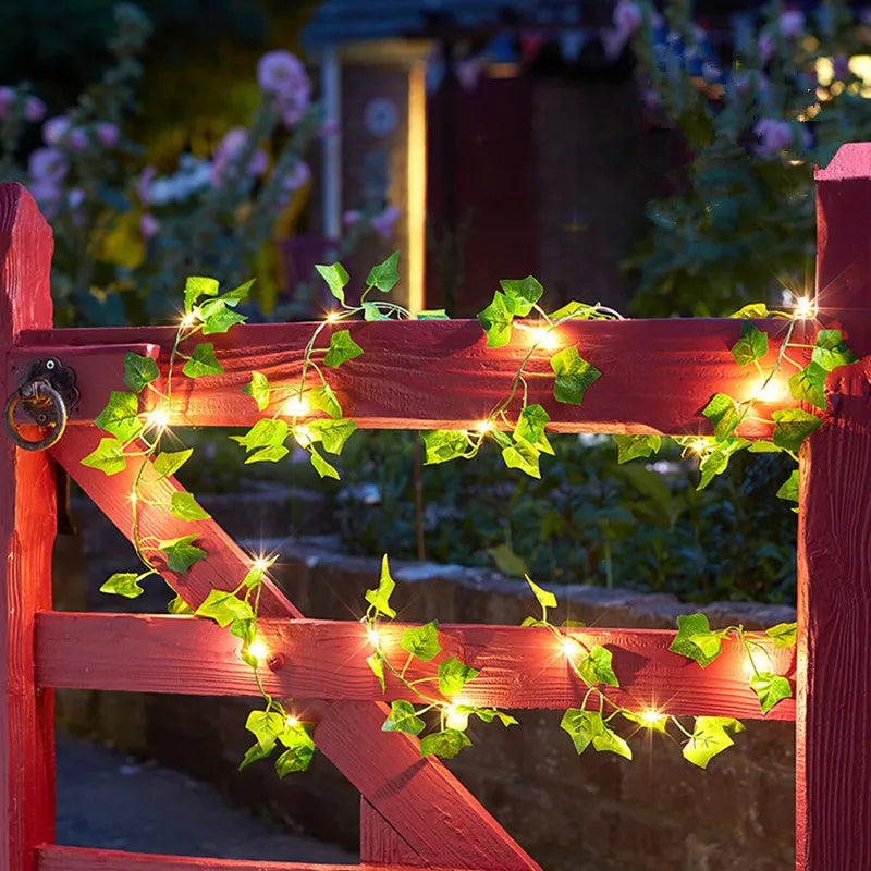 Garden Vine LED String Lights with Leaf Garland Design