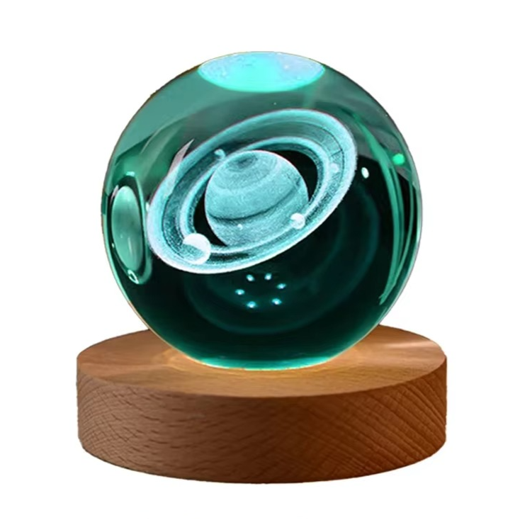 RGB Crystal Ball Night Light with Milky Way and Moon Design