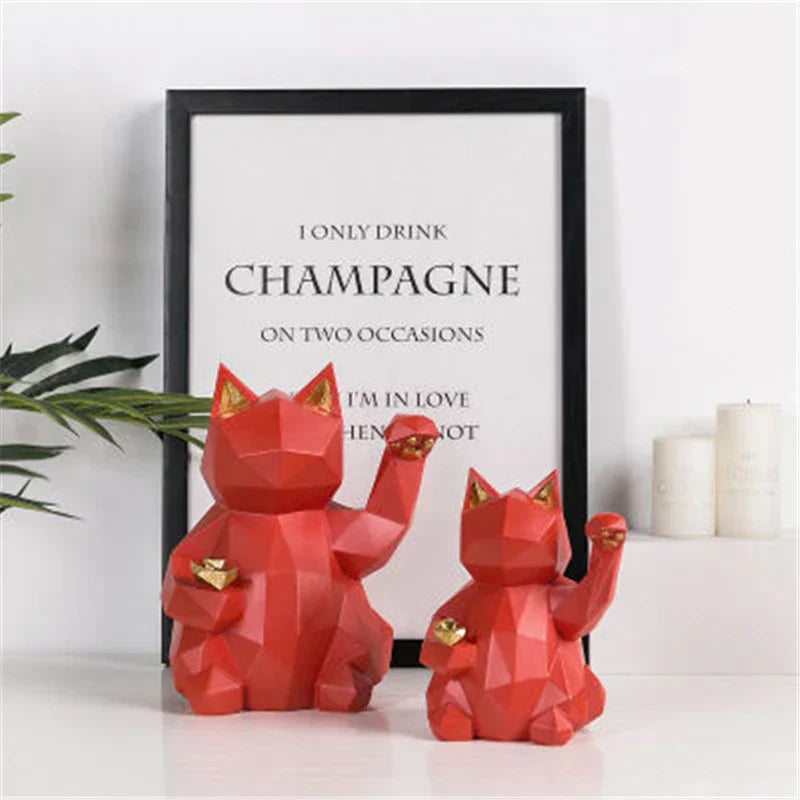 Nordic Style Geometric Lucky Cat Figurine