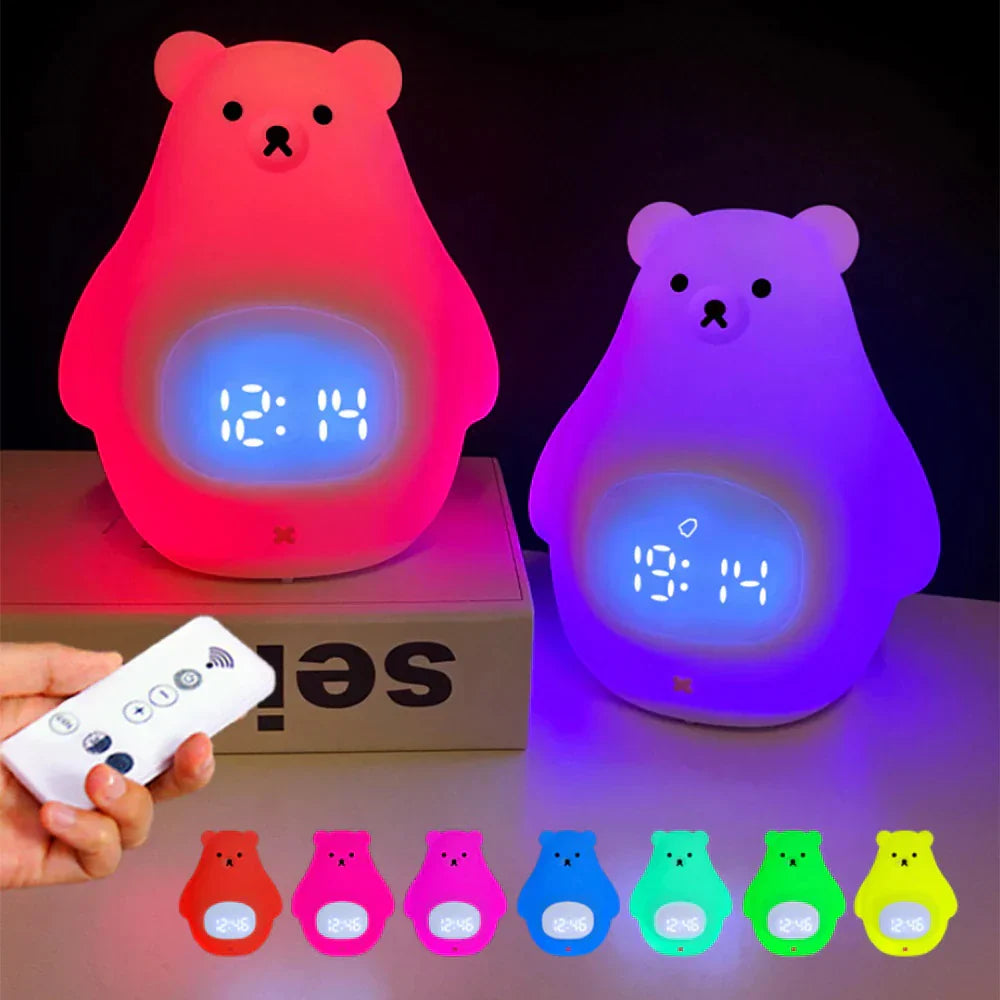 Bear Alarm Clock with LED Night Light for Kids