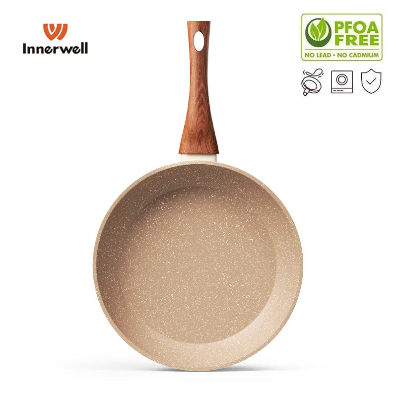 Granite Nonstick Frying Pan - Durable Aluminum, Cool Handle, 8-11 Inch
