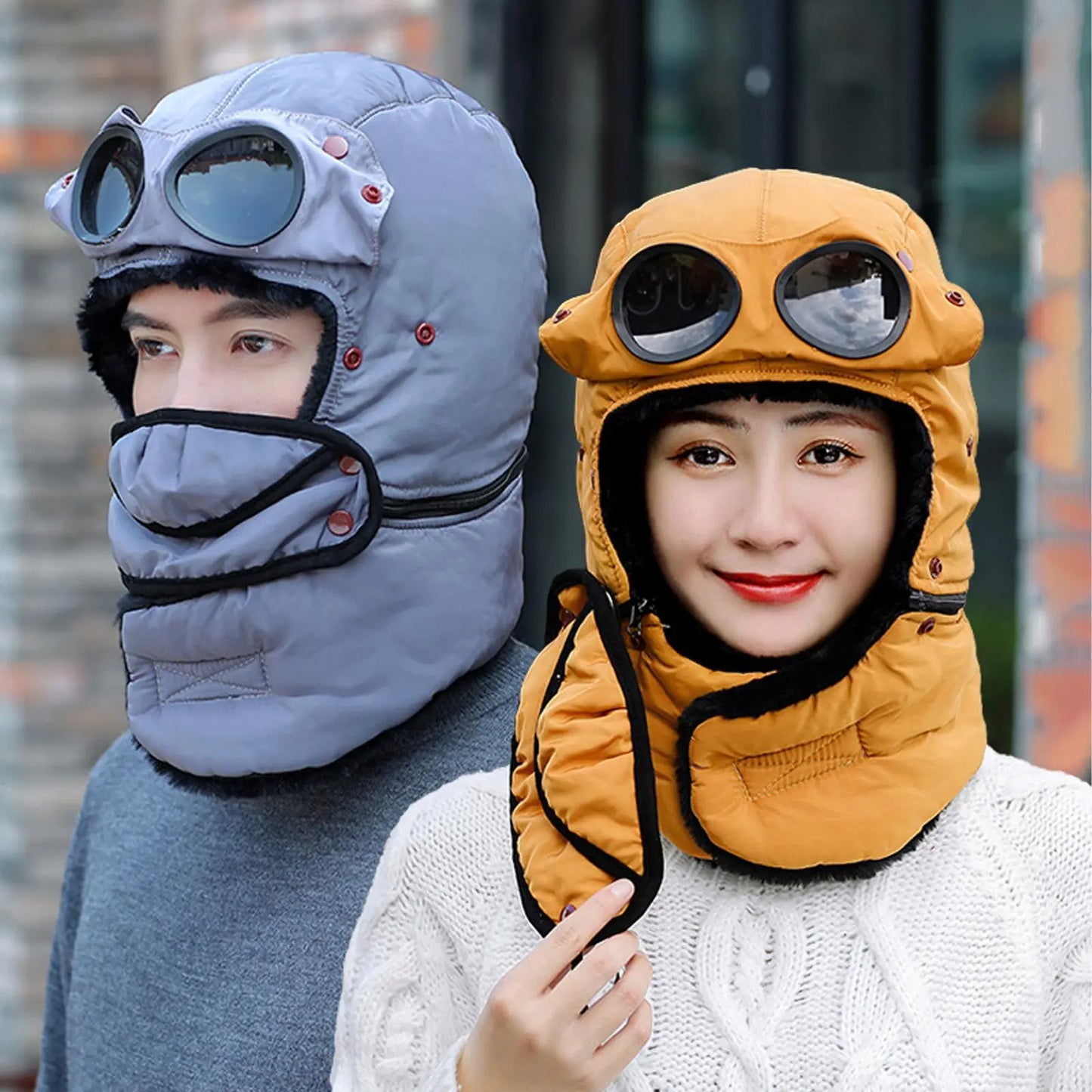 Thermal Windproof Face Covering Beanie for Cold Weather