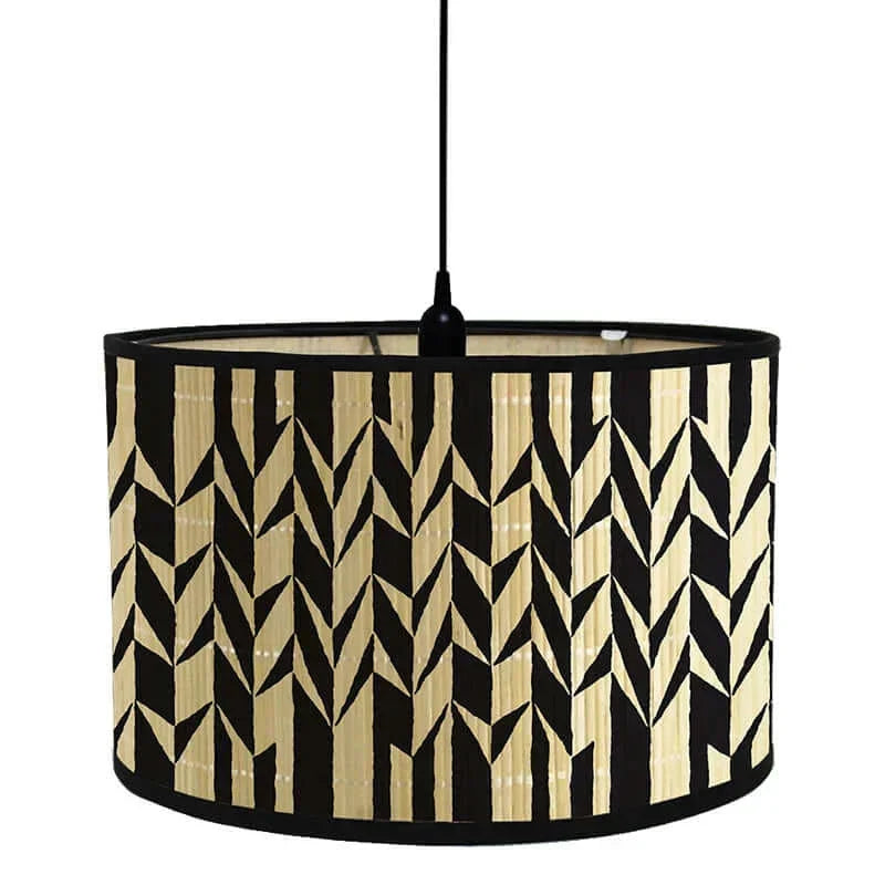 Art Deco Bamboo and Iron Drum Lampshade