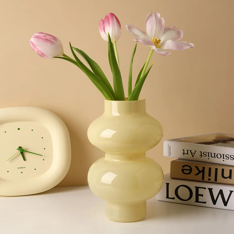 Chubby 2-Stage Yellow Glass Vase