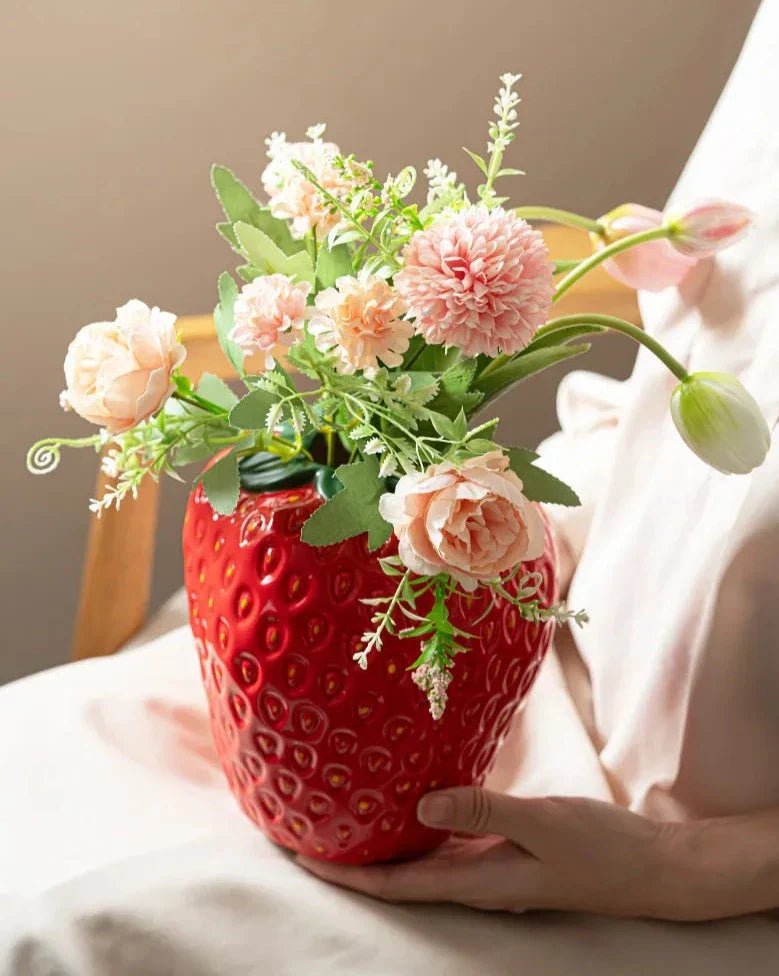 Ceramic Strawberry Vase for Unique Floral Displays