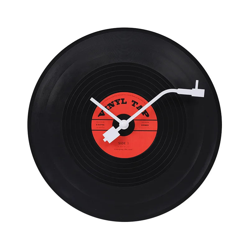 Musical Vinyl Record Wall Clock - Retro Plastic Design