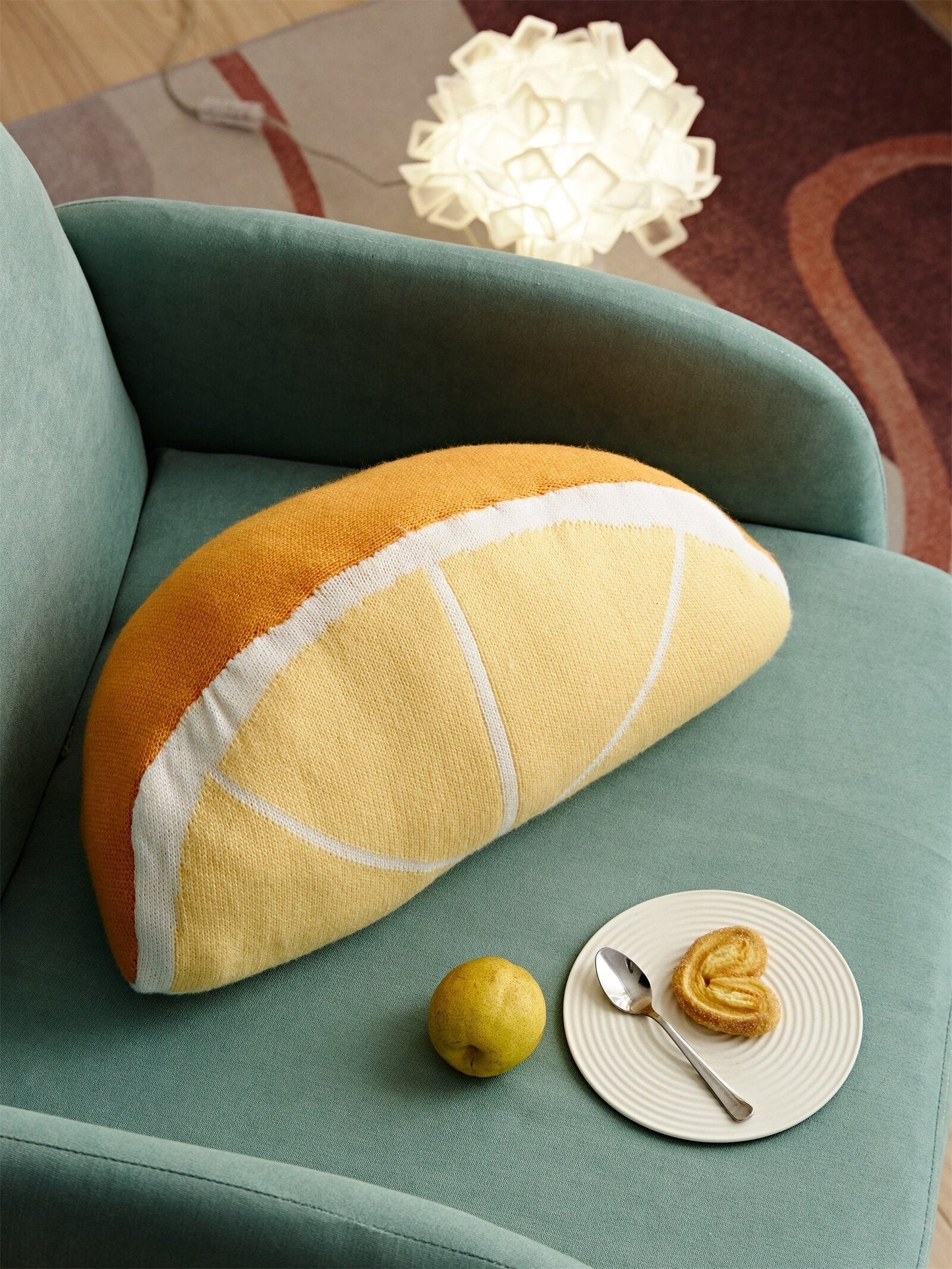 Fruit-Themed Knitted Cushion 8 x 16 Inch