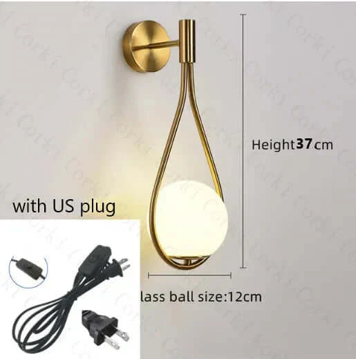 Luxury Glass Globe Wall Lamp in Black or Gold