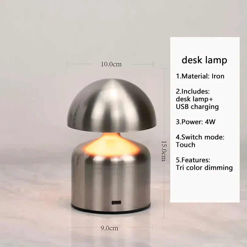 Rechargeable Metal LED Desk Lamp with Touch Control and 3 Color Temperatures