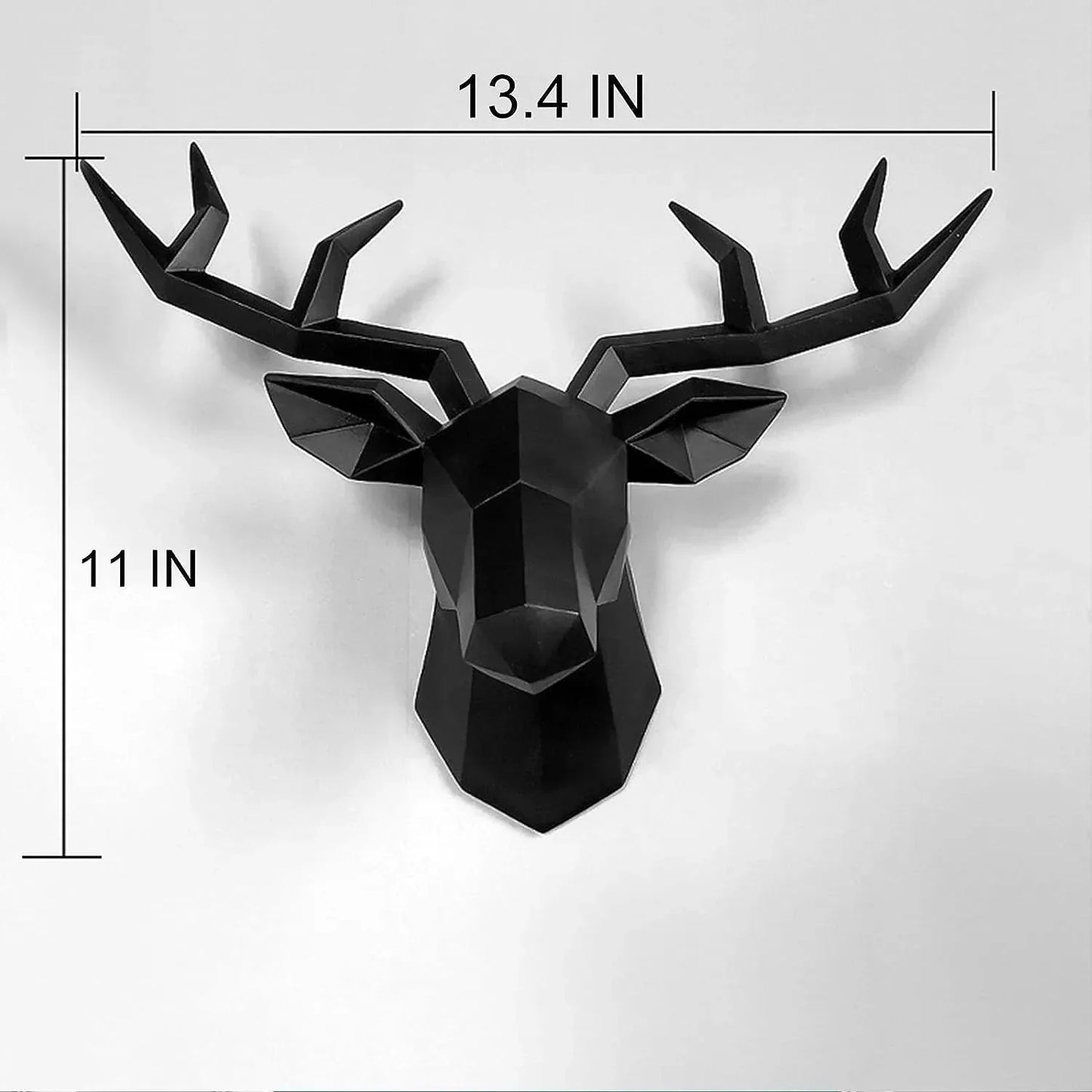 3D Geometric Deer Head Wall Sculpture in Resin