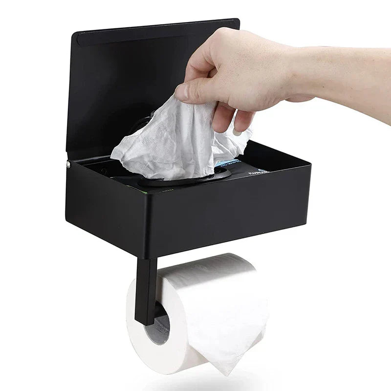 Elegant Metal Toilet Paper Holder in Black or Silver