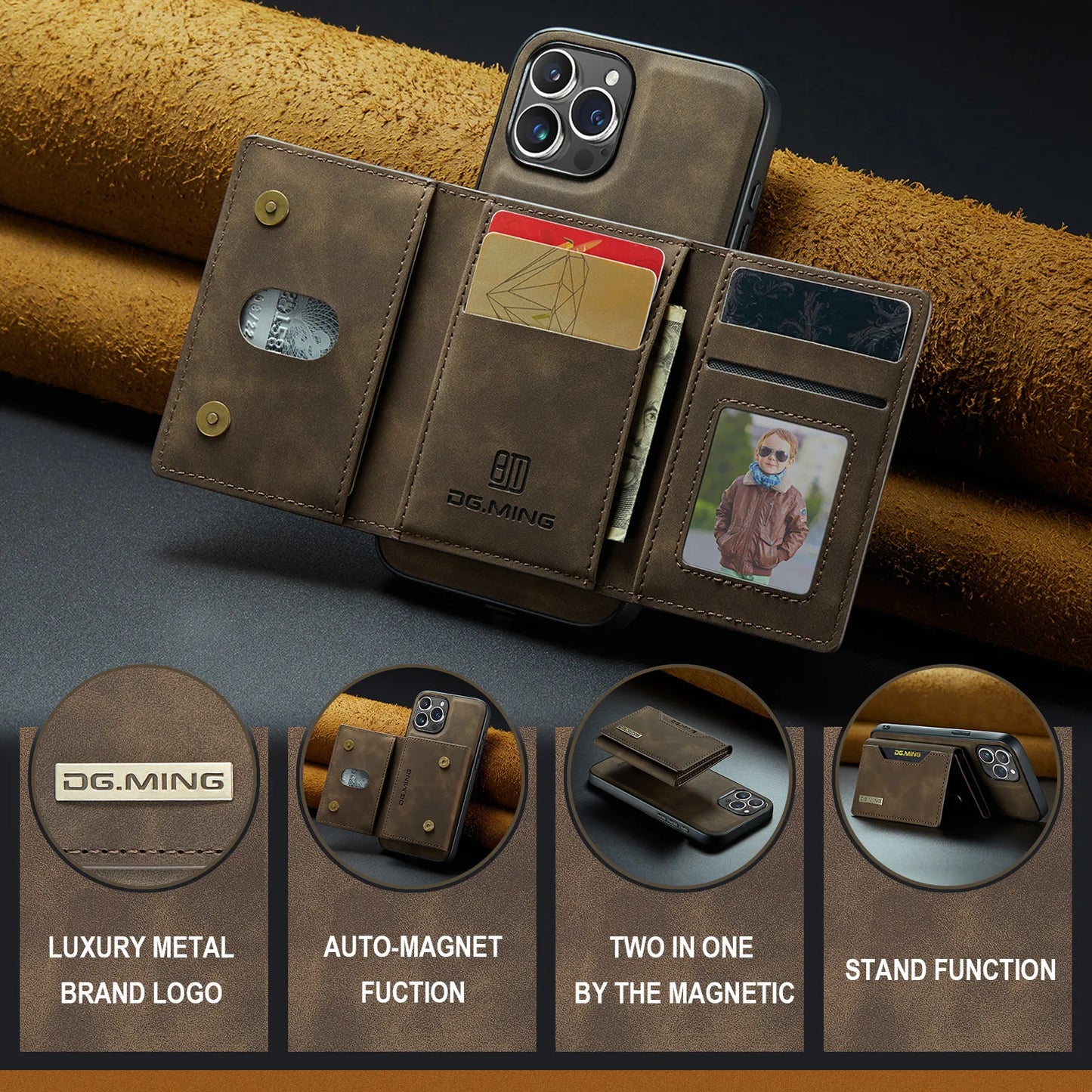 2-in-1 Magnetic iPhone Case with Detachable Leather Wallet