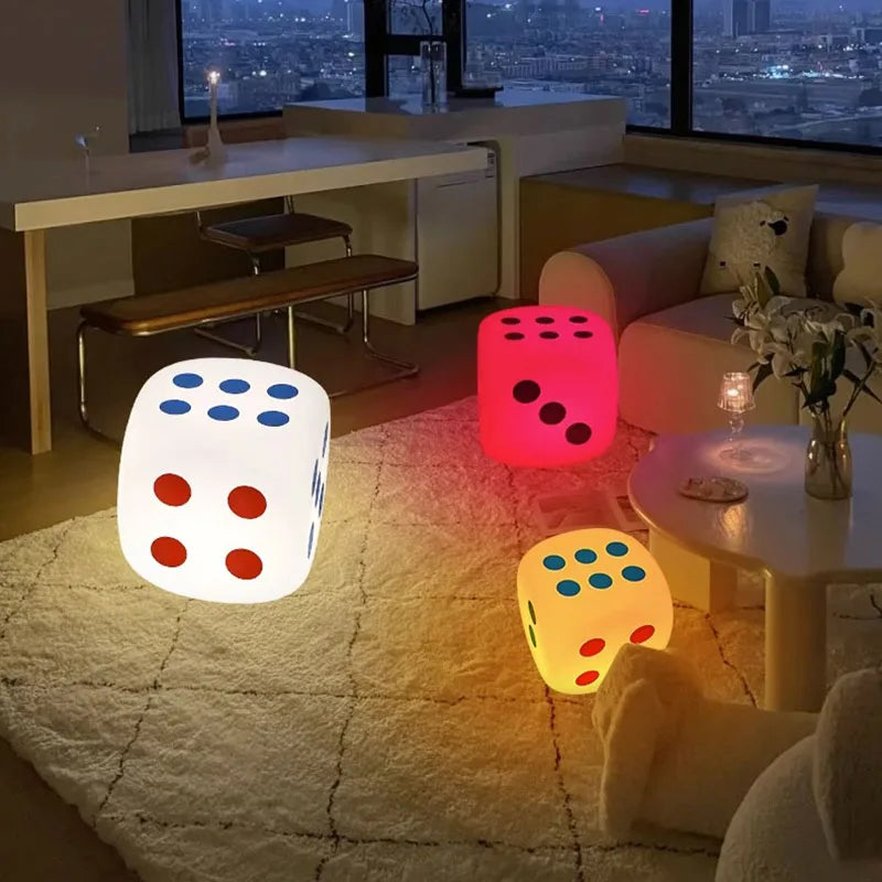 Dice-Shaped Bedside Table Lamp with Storage Drawers