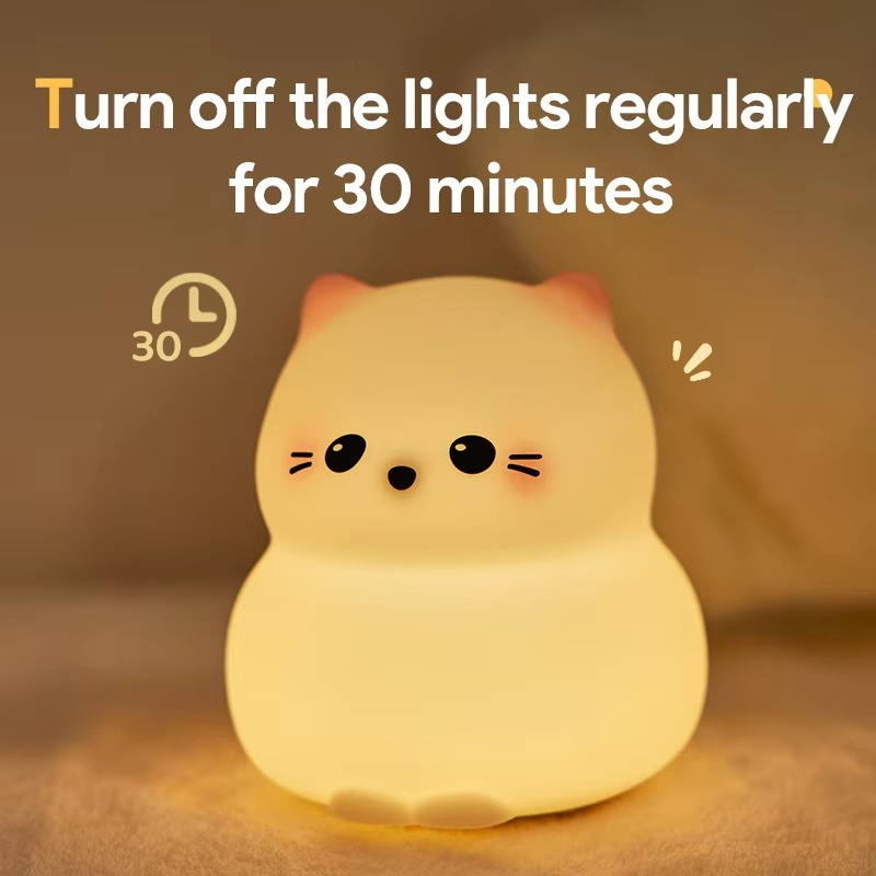 Rechargeable Silicone Cat Night Light with Touch Control