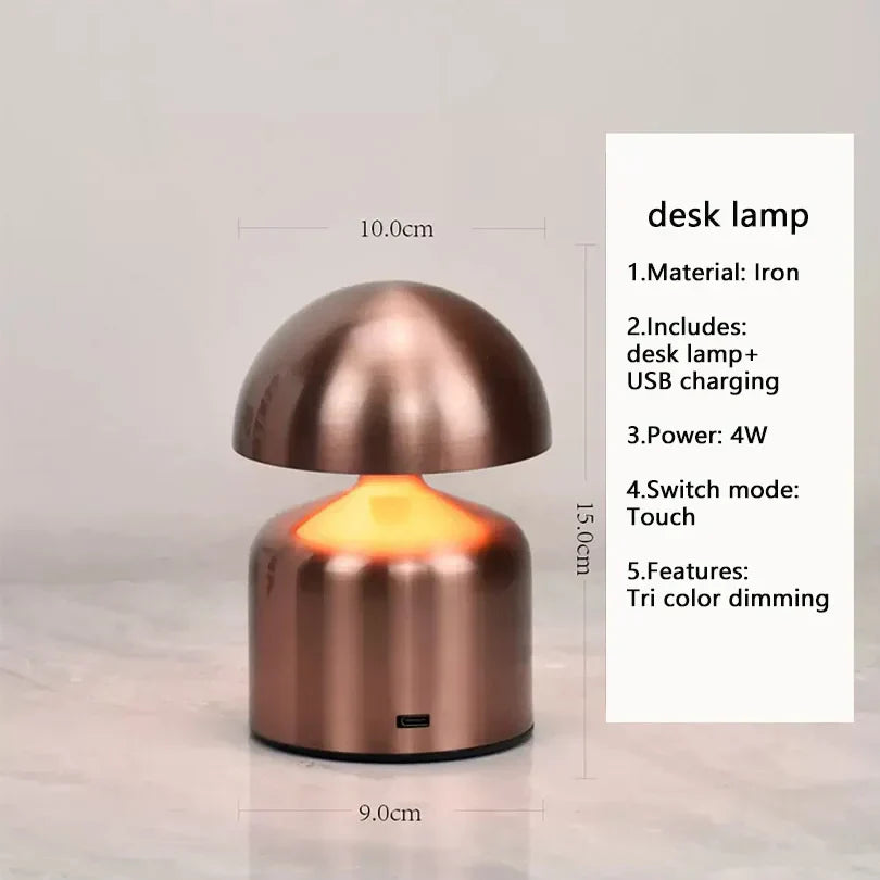 Rechargeable Metal LED Desk Lamp with Touch Control and 3 Color Temperatures