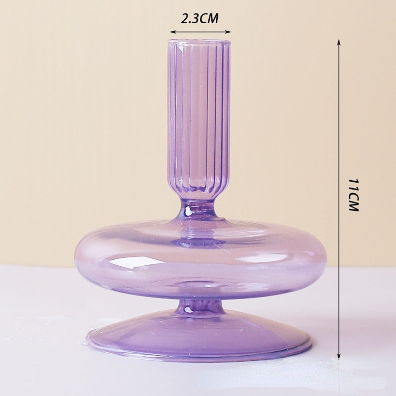 Lilac Glass Taper Candle Holder
