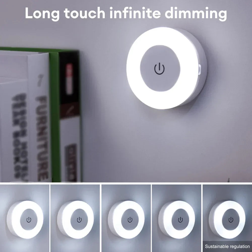 Magnetic Touch LED Night Light - USB Rechargeable, Dimmable Warm & Cool Light