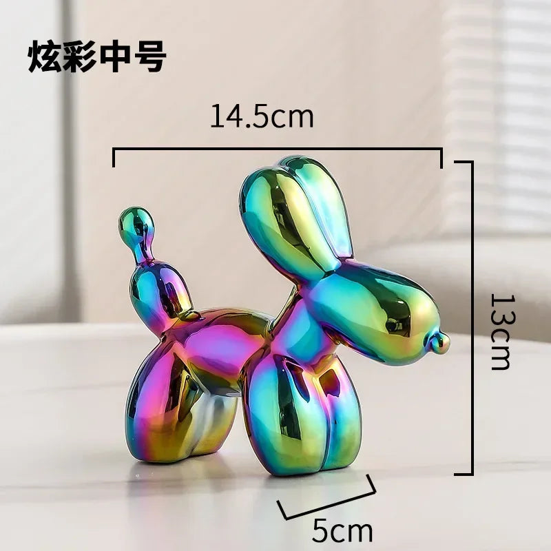 Gold Ceramic Balloon Dog Sculpture - Modern Animal Decor for Creative Home Accent