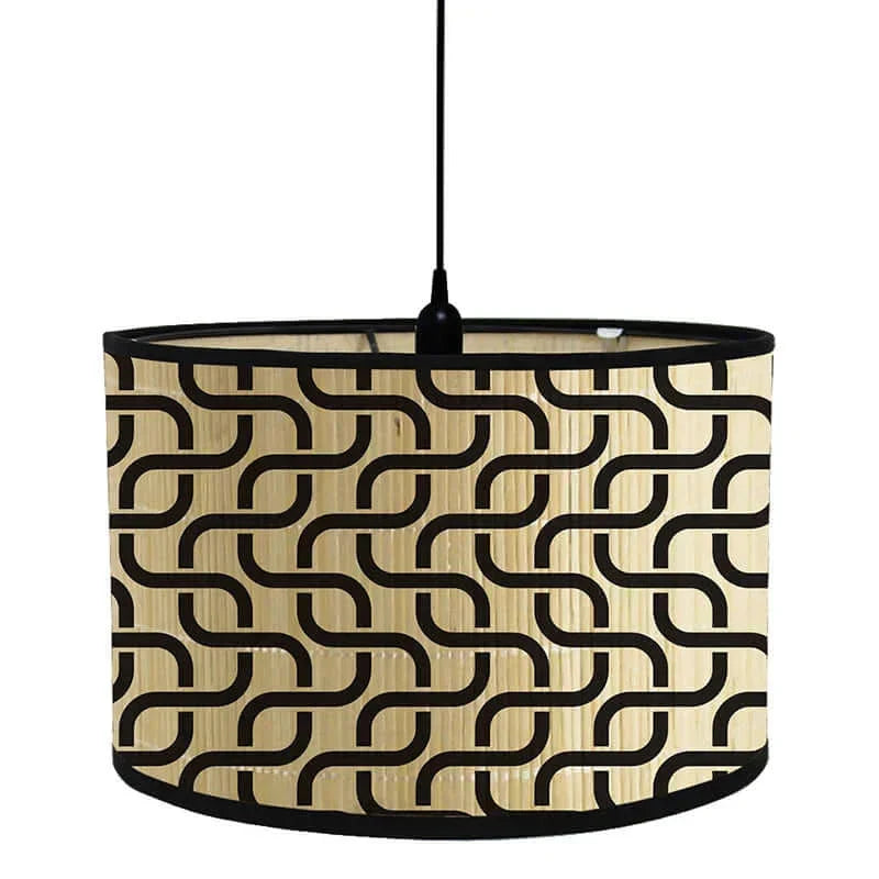 Art Deco Bamboo and Iron Drum Lampshade