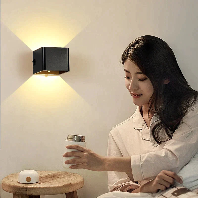 Rechargeable Wireless Wall Lamp with Motion Sensor and Adjustable Dual Lighting