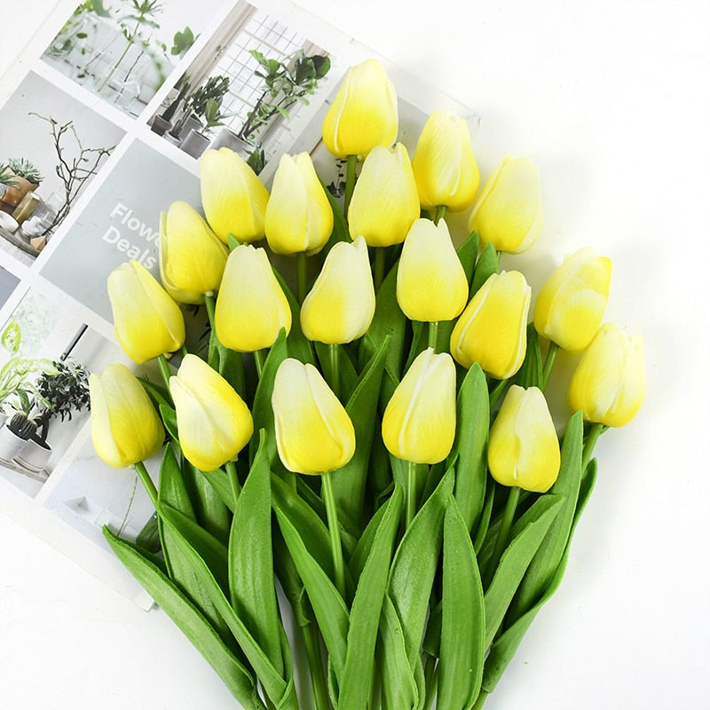Lifelike Faux Tulip Bouquet in Vibrant Colors