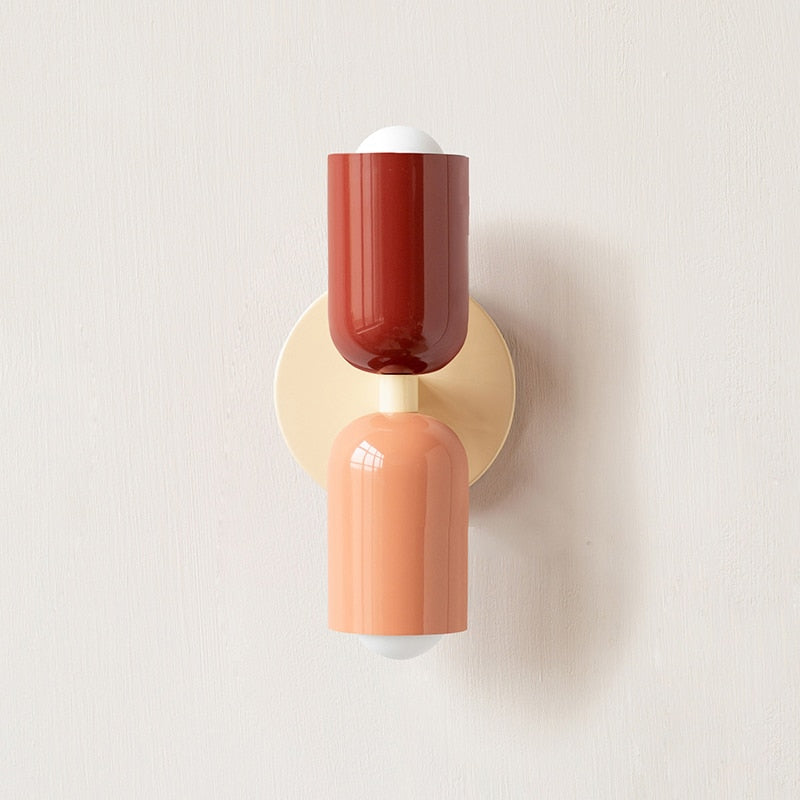 Minimalist Double-Bulb Wall Lamp in Distinctive Color Shades