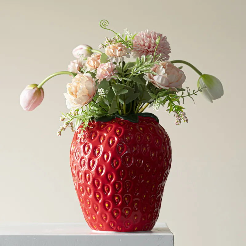 Ceramic Strawberry Vase for Unique Floral Displays