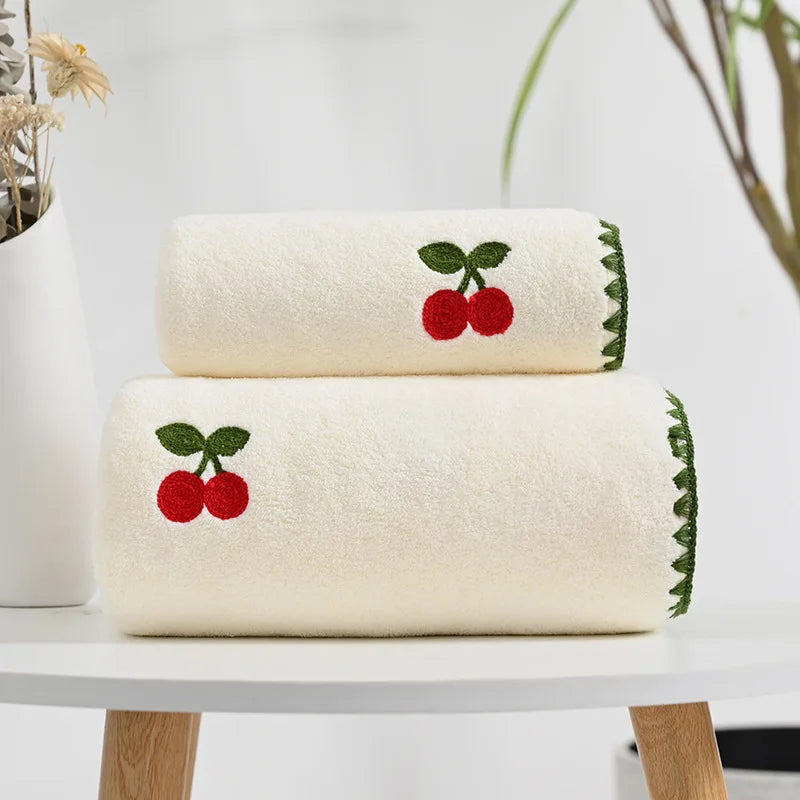 Embroidered Fruit Bath and Hand Towels Set