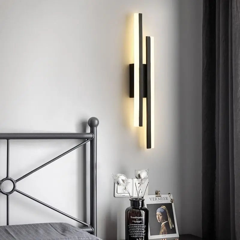 Modern Black and Gold LED Wall Lamp with Acrylic Shade