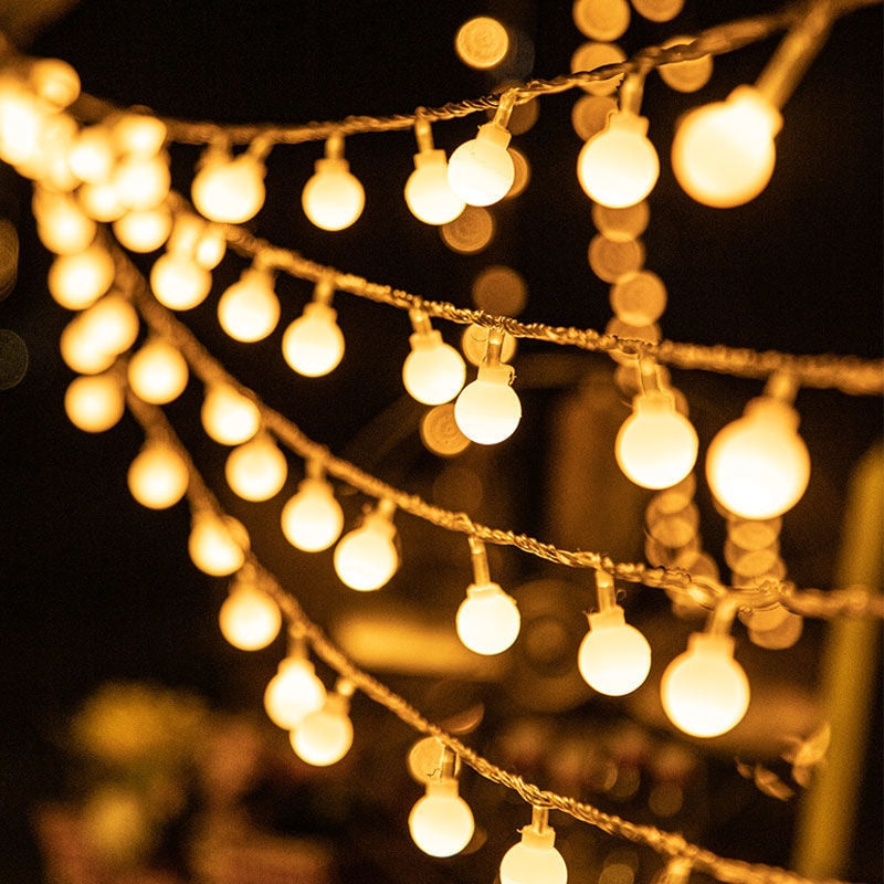 LED Fairy Bubble String Lights with Glittering Beads