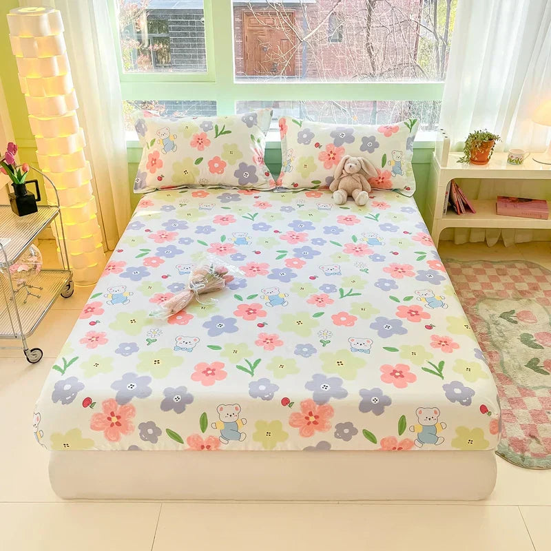 Elegant Cotton Bedding Set - Soft Breathable Duvet Cover and Pillowcases in Various Colors