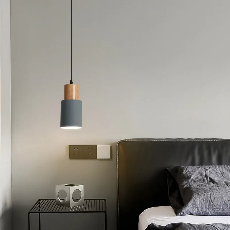 Scandinavian LED Pendant Light in Metal and Wood