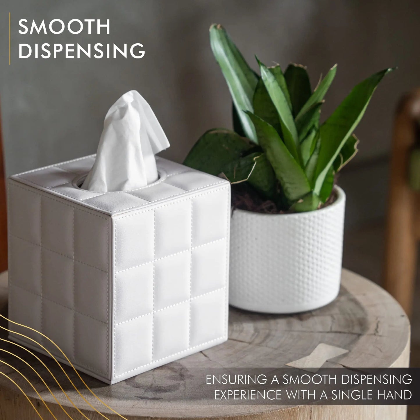 Square Leather Tissue Box Holder and Napkin Dispenser