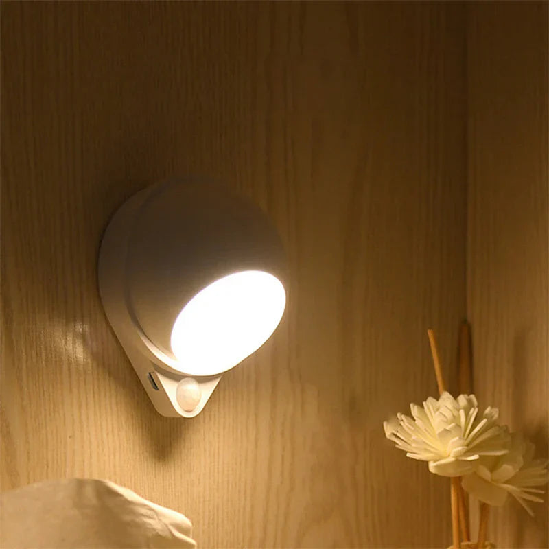 Intelligent 360° Rotatable LED Night Light with Motion Sensor and USB Rechargeable Battery