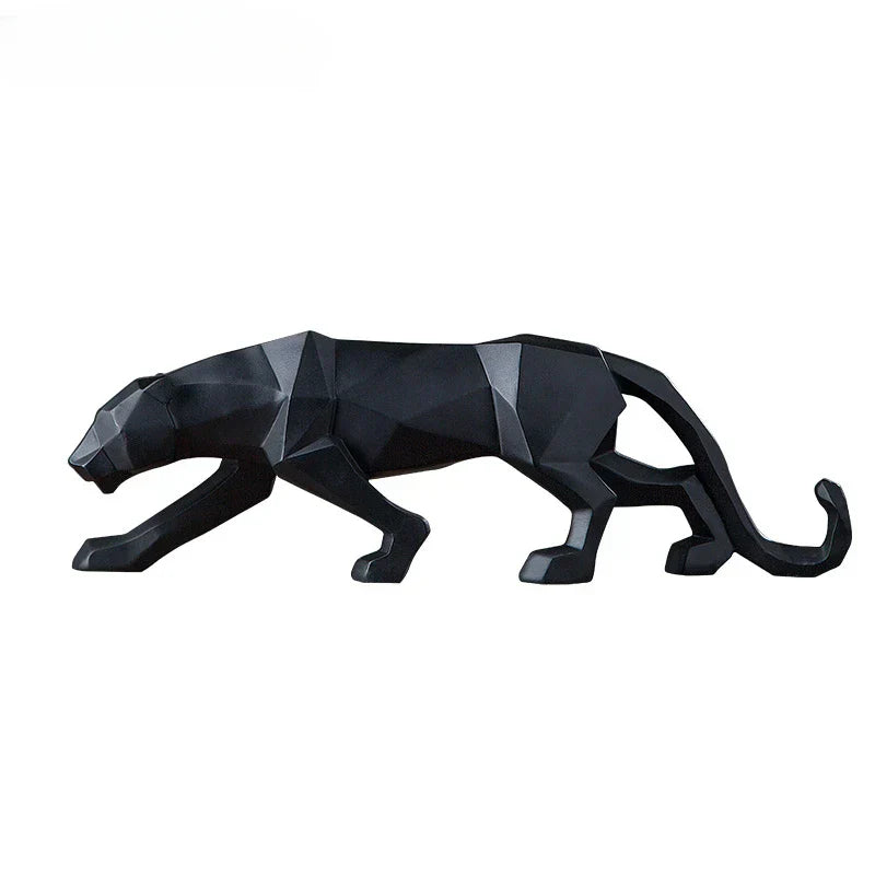 Abstract Leopard Statue in Resin - Modern Geometric Animal Figure for Home Office Decor