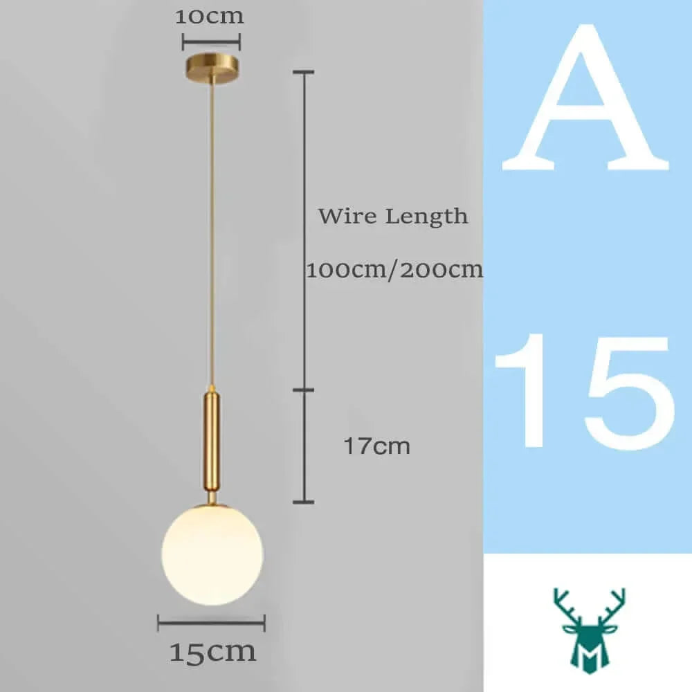 Mid-Century Modern Glass Ball Pendant Light with White Shade