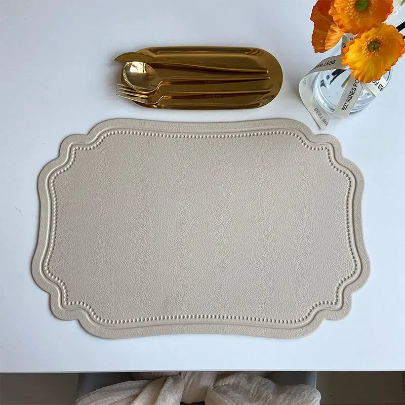 Synthetic Leather Embossed Placemat - Waterproof Non-Slip Design
