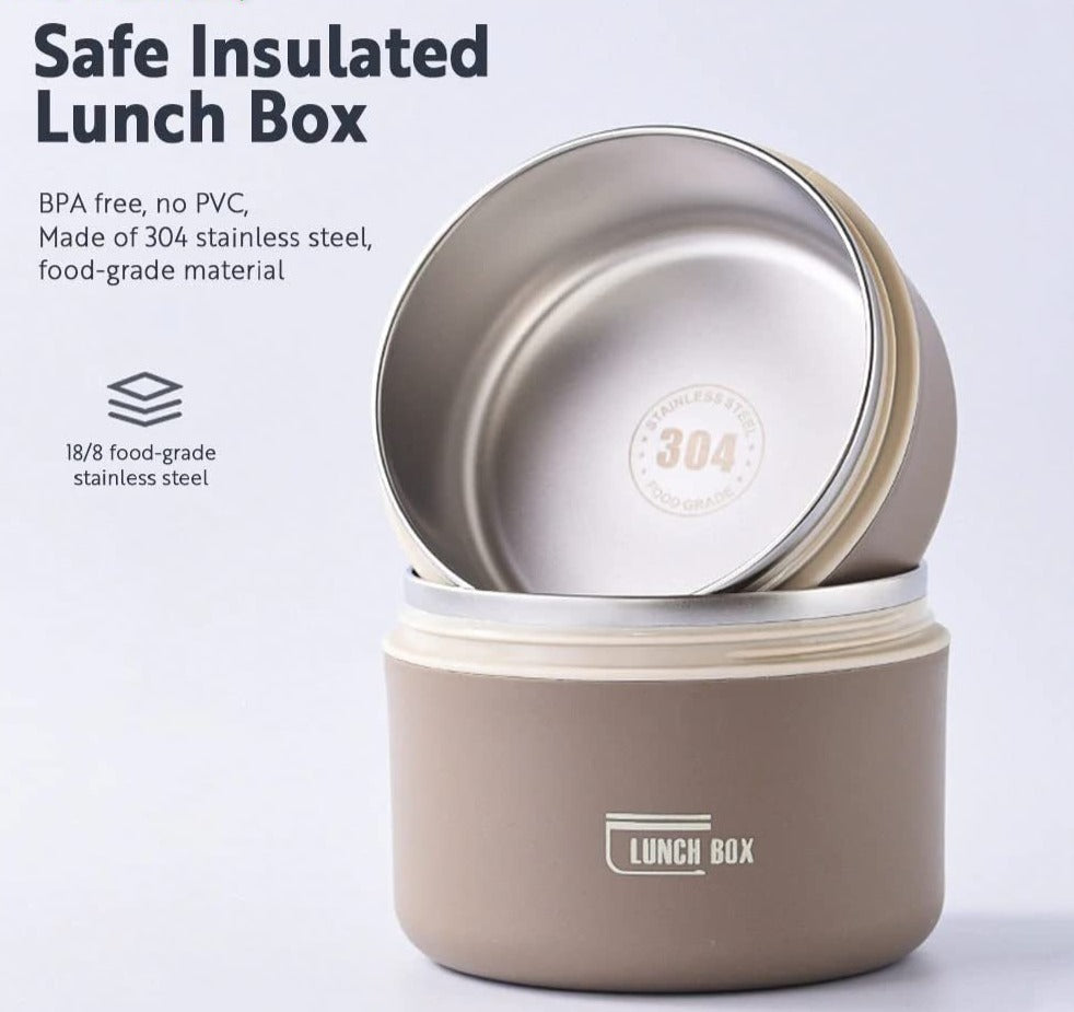 Insulated Stainless Steel Lunch Box with Leak-Resistant Seal