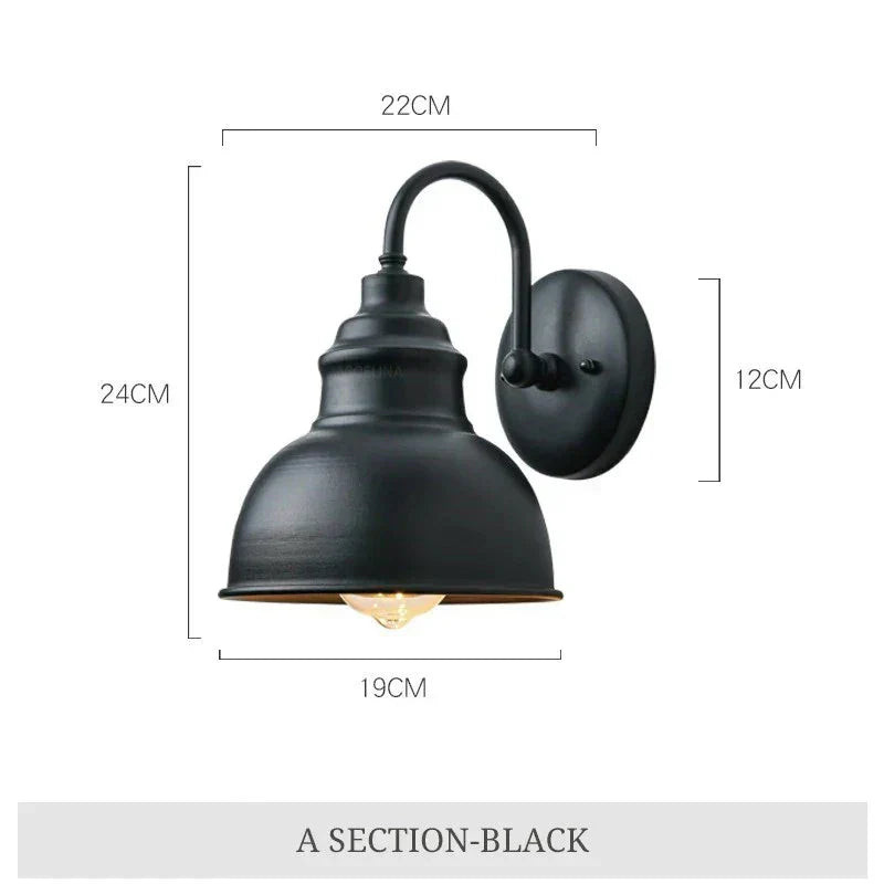Waterproof Vintage Iron Outdoor Wall Light with LED Bulb