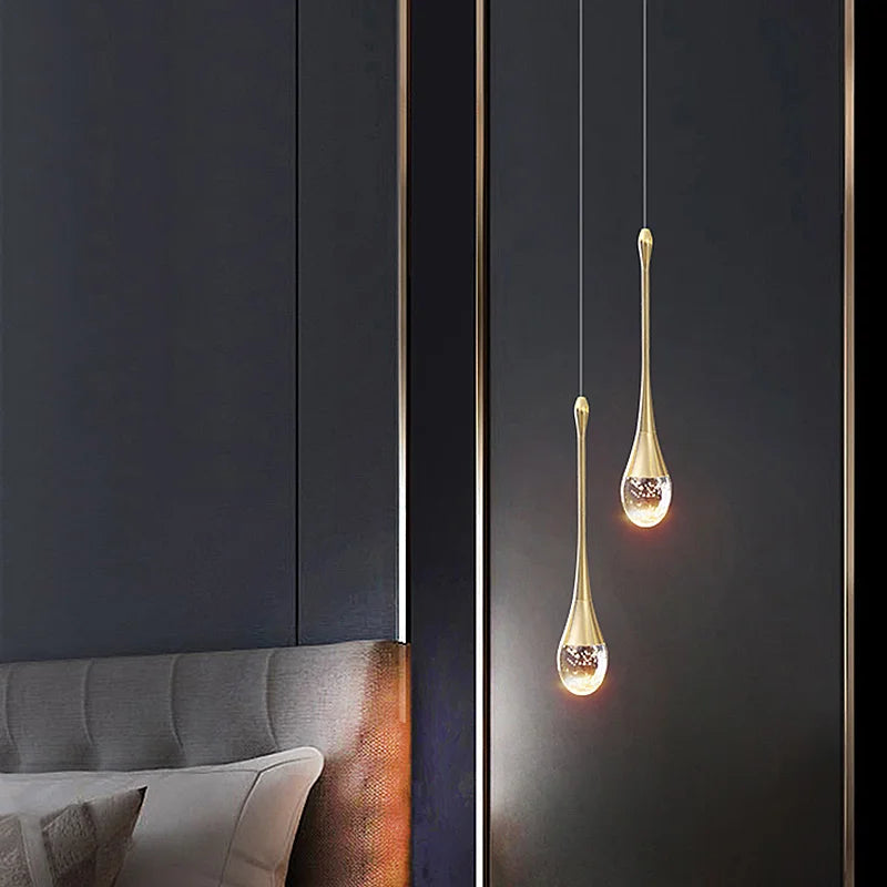 Crystal Pendant Light with Gold Finish and LED Bulbs